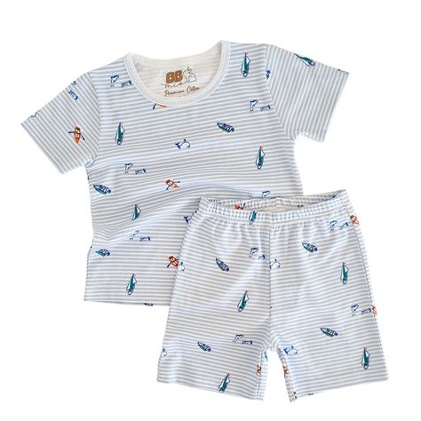 PIJAMA BARCO CELESTE MANGA CORTA 2 AÑOS -0
