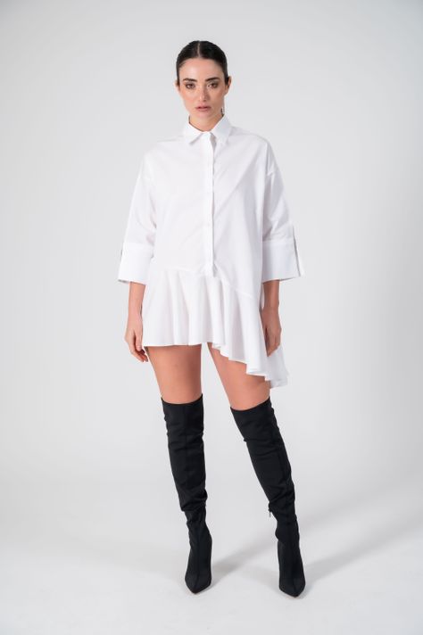 Blusa camisera con volantes-0