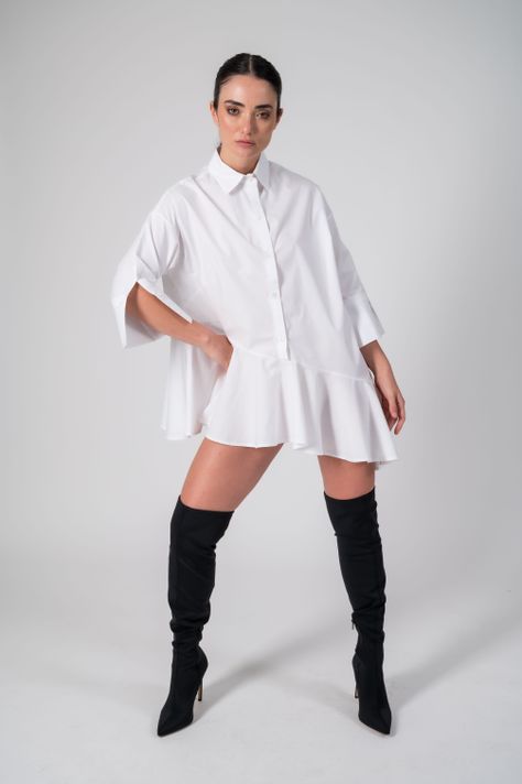 Blusa camisera con volantes-5