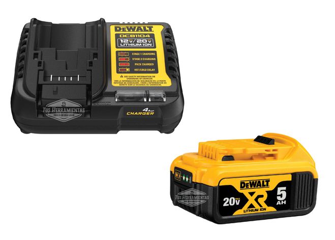 Kit Batería Xr 20v 5ah + Cargador Rápido Dcb1104 Dewalt-0