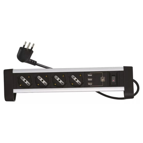 Alargador Zapatilla Para Escritorio 4 Tomas + 3 Puertos Usb-7