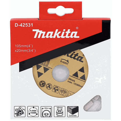 Disco Diamantado Segmentado 105x20mm + Anillo Makita D-42531-5