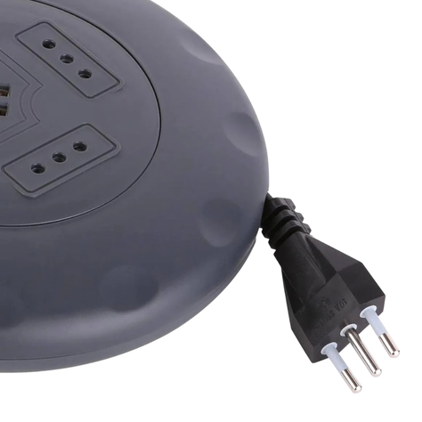 Alargador Retráctil 4 Tomas 5 M + 2 Usb Negro-1
