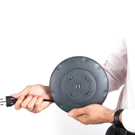Alargador Retráctil 4 Tomas 5 M + 2 Usb Negro-3