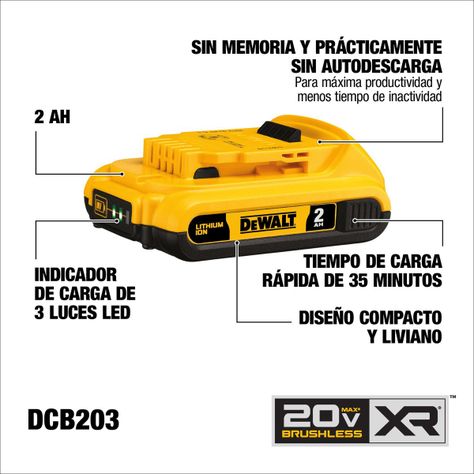 Kit Baterías 2ah + Cargador 20v Dewalt Dcb203c2-1