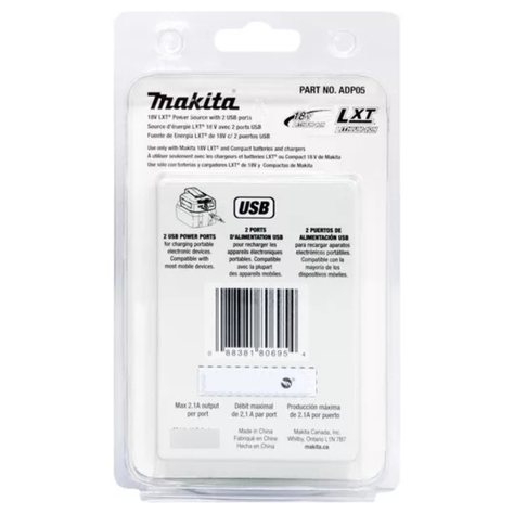 Adaptador Para Usb (tipo A) 18v Adp05 Lxt Makita ADP05-4