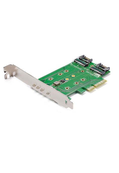 Tarjeta Adaptadora PCI Express 3 Puertos M.2 1x NVMe 2x SATA-0
