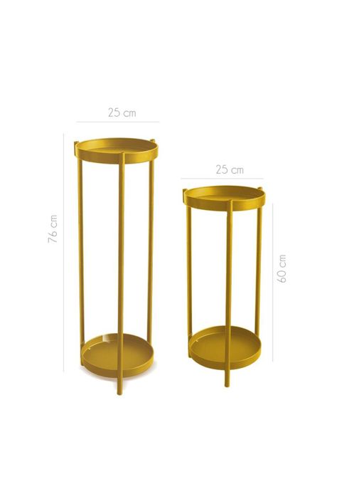 Mesas laterales Set Porta Macetas Maceteros color Dorado-1