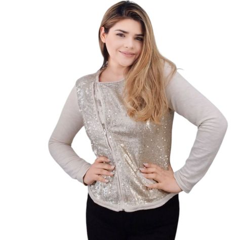 Chaqueta Beige Brillos Fiesta-0