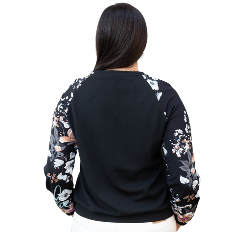 Poleron Negro pullover floral mujer -2