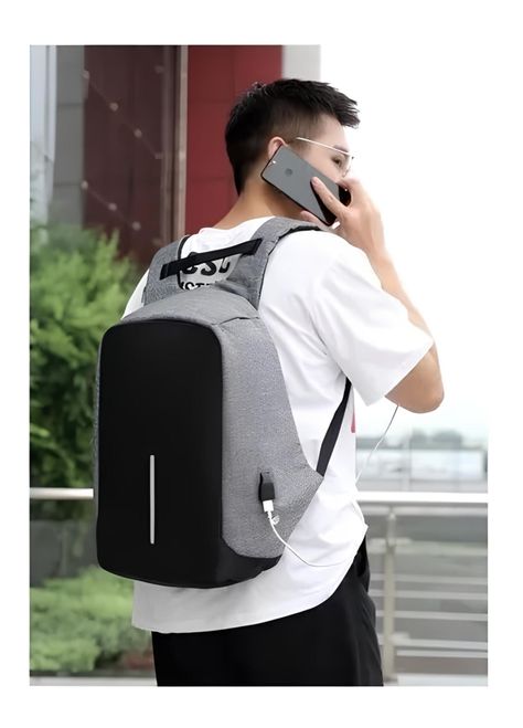 Mochila Antirrobo Seguridad Notebook Gris-2