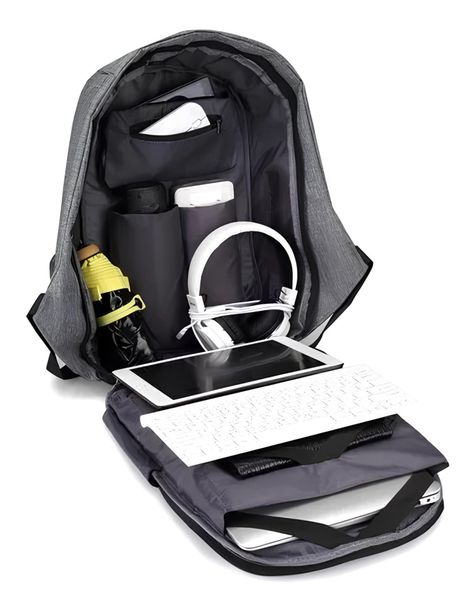 Mochila Antirrobo Seguridad Notebook Gris-1