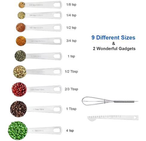 Juego Cucharas Medidoras Acero Inoxidable 11pz-1