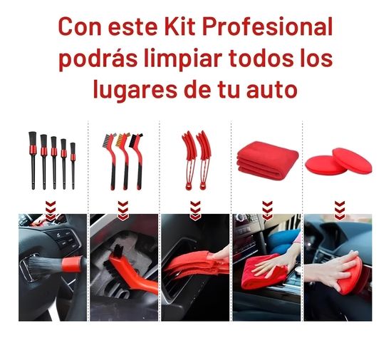 Limpieza De Auto Kit 18 Piezas Interior Y Exterior-2