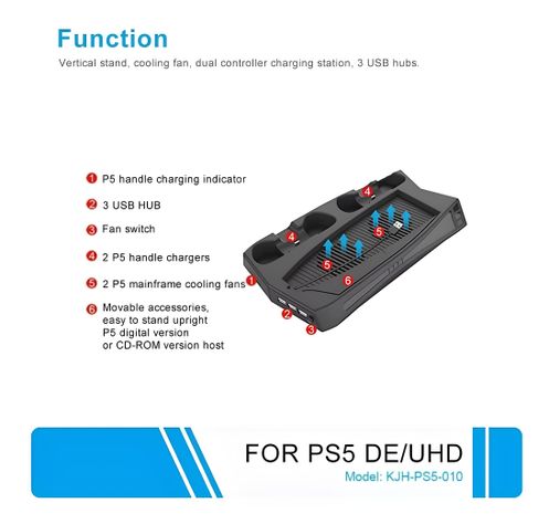 Base De Carga Dualsense Ps5 Con Ventilador Soporte-1
