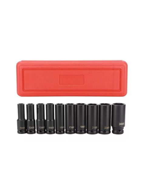 Juego Set Dados De Impacto 1/2, 10 Piezas De 10 A 24 Mm-0