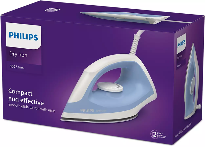 Placha Vapor Seca Philips Serie 500 Dry Iron DST0520/20 Azul-6