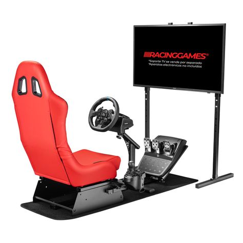 Simulador Gamer Rojo Volante Thrustmaster Fanatec Logitech-9