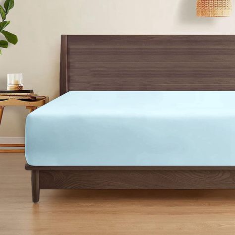 Sabanas Bajera Soft Ajustable 1800 Cama 2 Plazas Celeste-1