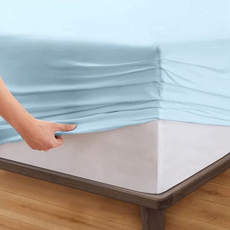 Sabanas Bajera Soft Ajustable 1800 Cama 2 Plazas Celeste-2