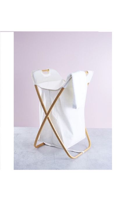 CESTA DE LAVANDERÍA BAMBÚ MADERA / BLANCO-1