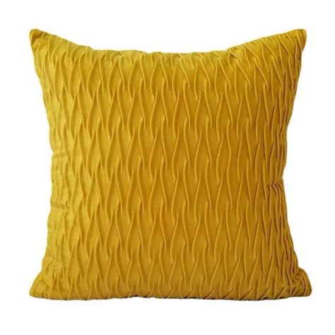 Cojín terciopelo velvet ondas - mostaza-0
