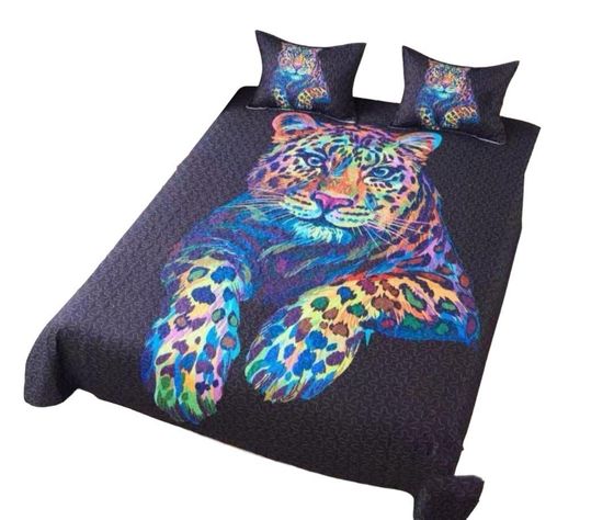 Cubrecama diseño estampado 36 2 Plazas diseño Tigre multicolor-1