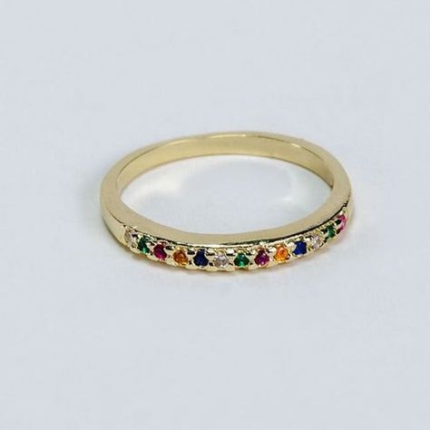 ANILLO CINTILLO RAINBOW ENCHAPADO EN ORO-0