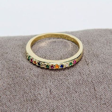 ANILLO CINTILLO RAINBOW ENCHAPADO EN ORO-2