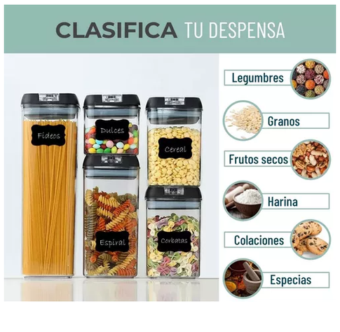 Set De 5 Envases Herméticos Recipientes De Diferentes Tamaños-3