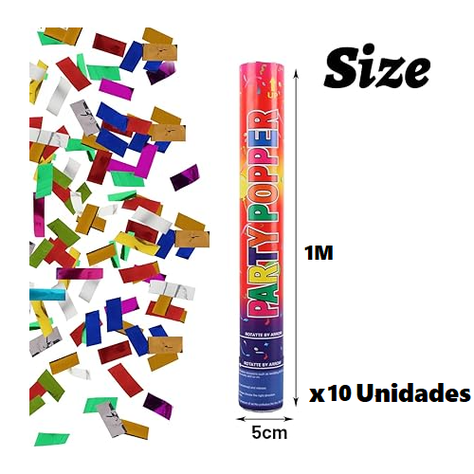 Pack 10 Tubos De Confetis De 1M Fiestas Fin De Año Eventos-4