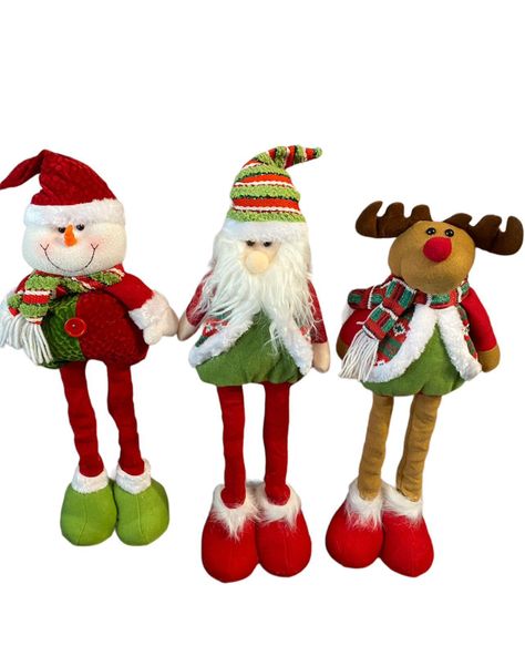 Pack 3 Muñecos Monos Patas Largas Navidad Decoración 50cm-0