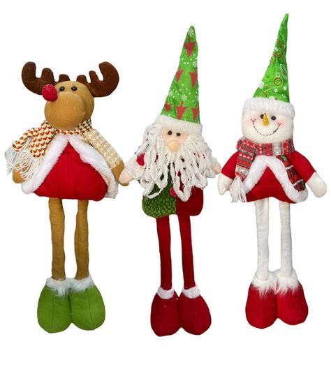 Pack 3 Muñecos Monos Patas Largas Navidad Decoración 50cm-1