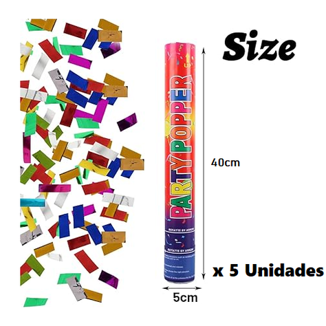 Pack De 5 Tubos De Confetis De 40CM Fiestas Fin De Año Eventos-1