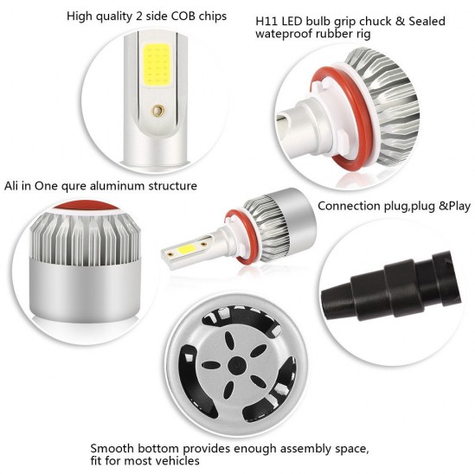 Pack 2 Ampolleta Led Faro Delantero H11 Autos-6