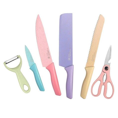 Set De 6 Cuchillos De Acero Inoxidable 6 Piezas Con Tijera De Cocina-7