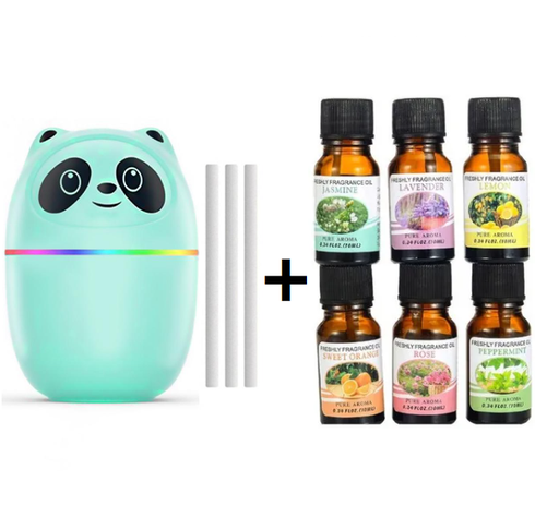 Humidificador Aromático De Panda Con 6 Esencias Verde-0