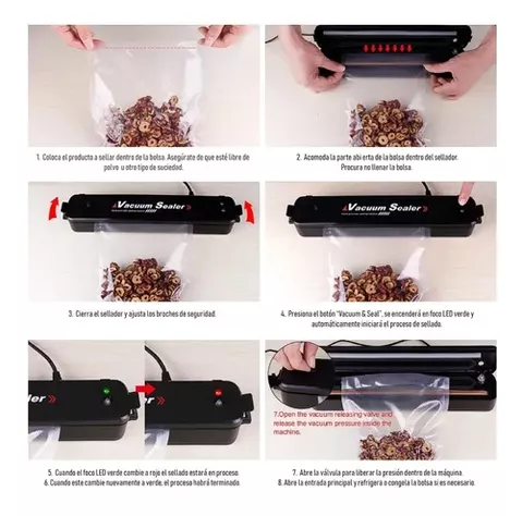 Máquina Selladora Al Vacío De Alimentos + 10 Bolsas-3