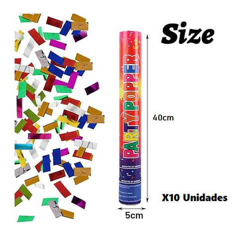 Pack 10 Tubos De Confetis De 40CM Fiestas Fin De Año Eventos-4