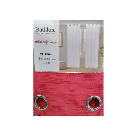 Cortina rojo rayado tela 140x230 cm-0