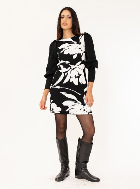 Vestido Abril Negro Hojas Natalia Seguel-1
