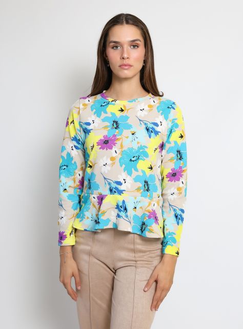 Polera Ana Flores Amarillas Celeste Natalia Seguel-1