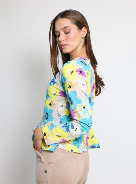 Polera Ana Flores Amarillas Celeste Natalia Seguel-2