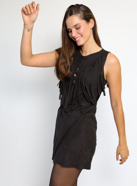 Vestido Flecos Negro Natalia Seguel-4