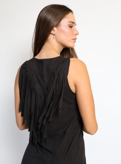 Vestido Flecos Negro Natalia Seguel-5