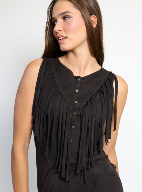 Vestido Flecos Negro Natalia Seguel-6