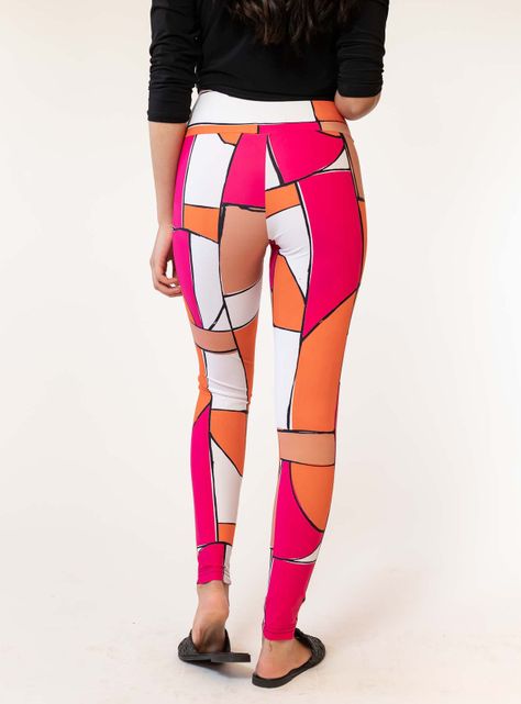 Calza Geometrico Naranjo Fucsia Natalia Seguel-2
