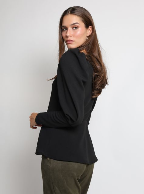 Polera Peplum Negro Natalia Seguel-2
