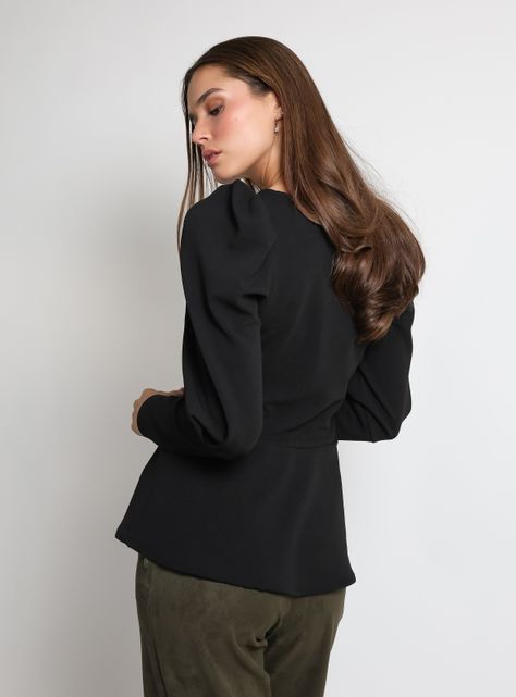 Polera Peplum Negro Natalia Seguel-3