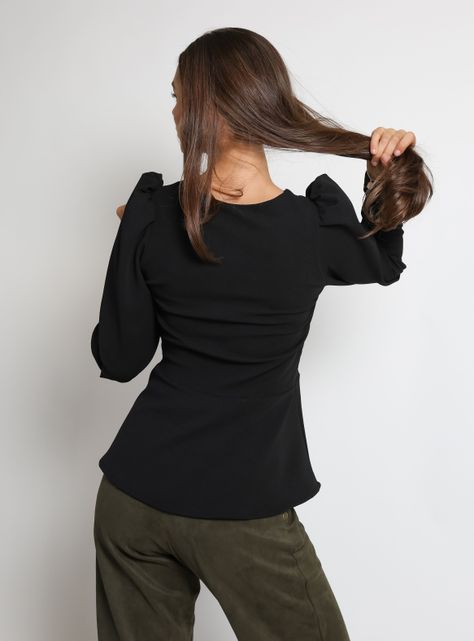 Polera Peplum Negro Natalia Seguel-4